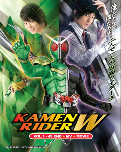Kamen Rider W DVD (Vol : 1 to 49 end + MV + Movie) with English Subtitle DVD